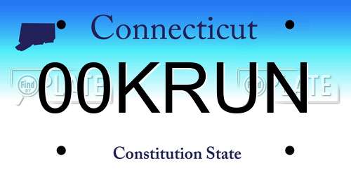00KRUN Connecticut License Plate
