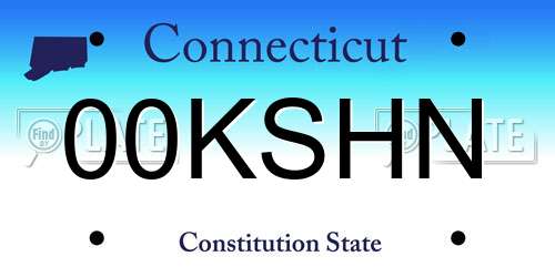 00KSHN Connecticut License Plate