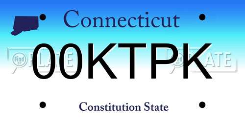 00KTPK Connecticut License Plate