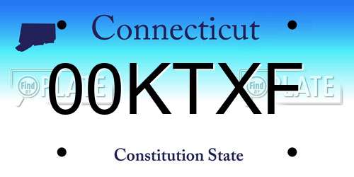 00KTXF Connecticut License Plate