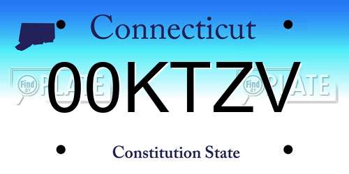 00KTZV Connecticut License Plate