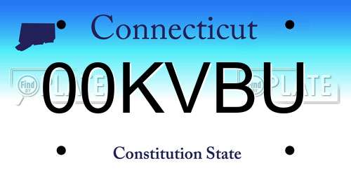 00KVBU Connecticut License Plate