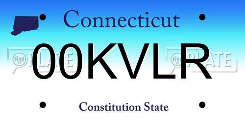 00KVLR Connecticut License Plate