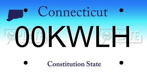 00KWLH Connecticut License Plate