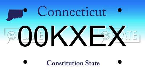 00KXEX Connecticut License Plate
