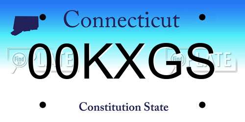 00KXGS Connecticut License Plate