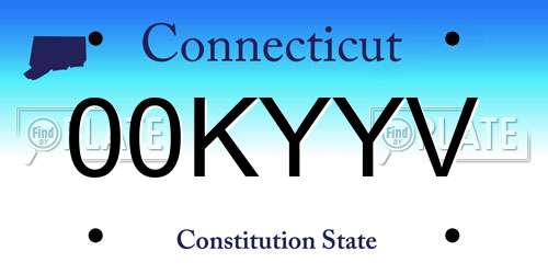 00KYYV Connecticut License Plate