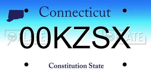 00KZSX Connecticut License Plate