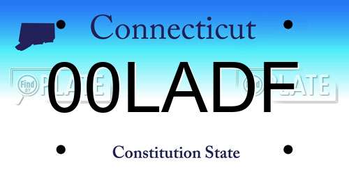 00LADF Connecticut License Plate