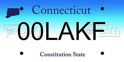00LAKF Connecticut License Plate