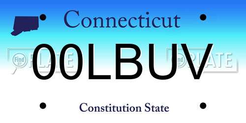 00LBUV Connecticut License Plate