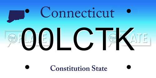 00LCTK Connecticut License Plate