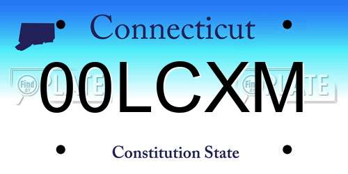 00LCXM Connecticut License Plate