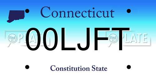 00LJFT Connecticut License Plate