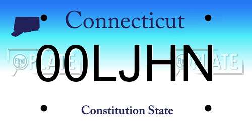 00LJHN Connecticut License Plate