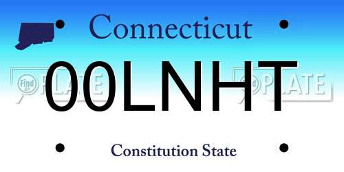 00LNHT Connecticut License Plate