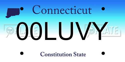 00LUVY Connecticut License Plate