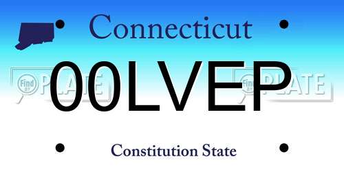 00LVEP Connecticut License Plate