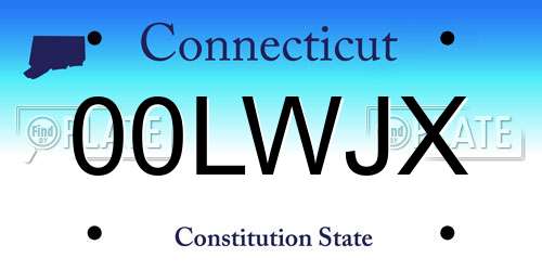 00LWJX Connecticut License Plate