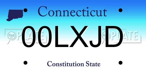 00LXJD Connecticut License Plate