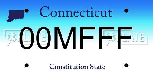 00MFFF Connecticut License Plate