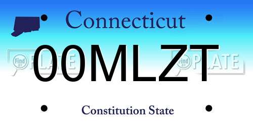 00MLZT Connecticut License Plate