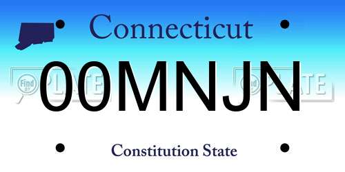 00MNJN Connecticut License Plate