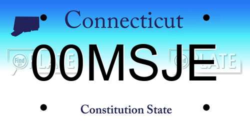 00MSJE Connecticut License Plate