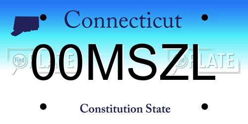 00MSZL Connecticut License Plate