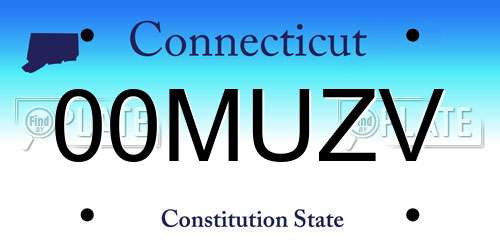 00MUZV Connecticut License Plate