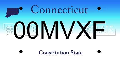 00MVXF Connecticut License Plate