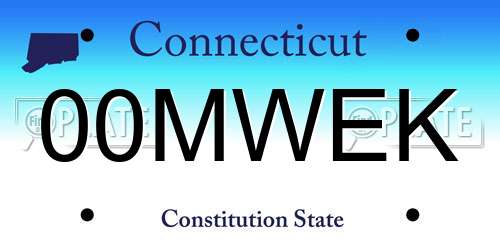00MWEK Connecticut License Plate