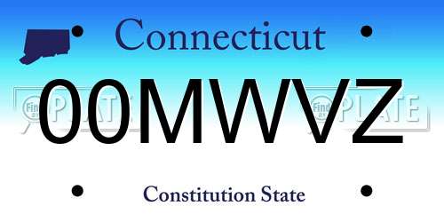 00MWVZ Connecticut License Plate