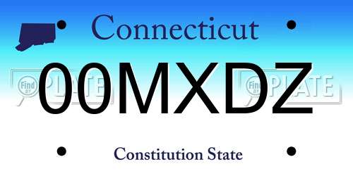 00MXDZ Connecticut License Plate