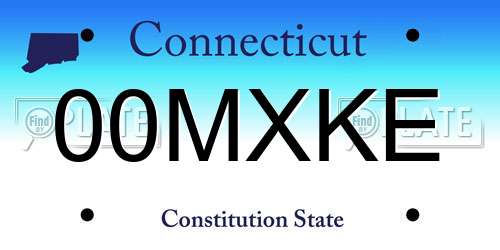 00MXKE Connecticut License Plate