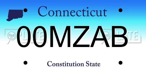 00MZAB Connecticut License Plate