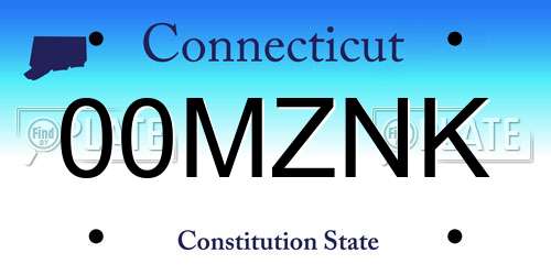 00MZNK Connecticut License Plate