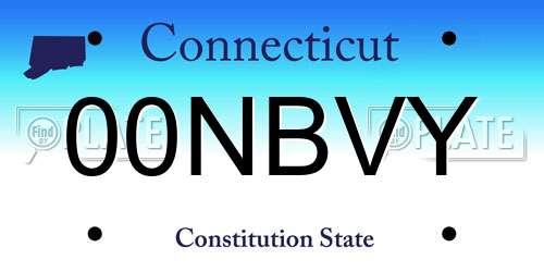 00NBVY Connecticut License Plate