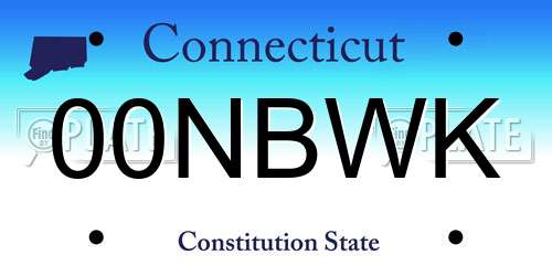00NBWK Connecticut License Plate