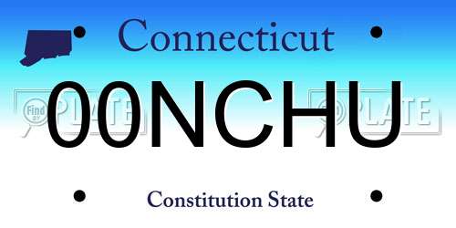 00NCHU Connecticut License Plate