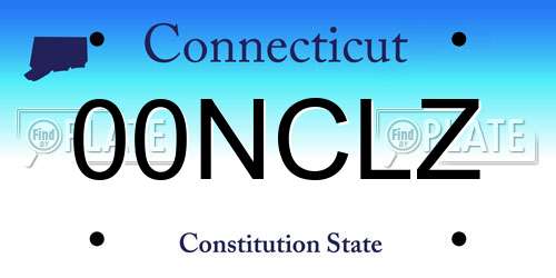 00NCLZ Connecticut License Plate