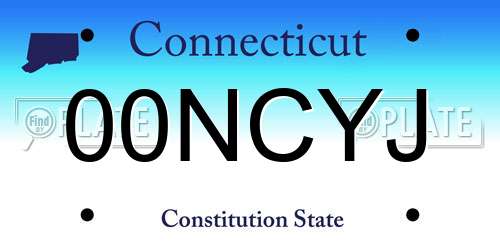 00NCYJ Connecticut License Plate