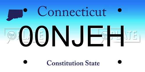 00NJEH Connecticut License Plate