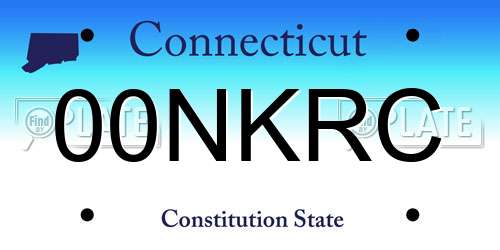 00NKRC Connecticut License Plate