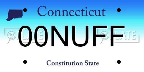 00NUFF Connecticut License Plate