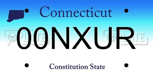 00NXUR Connecticut License Plate