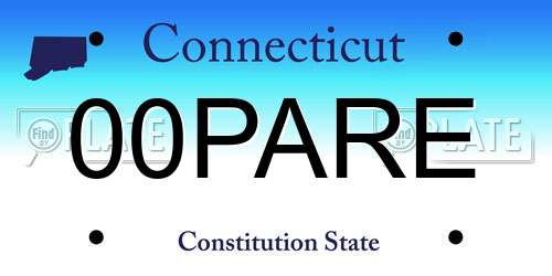 00PARE Connecticut License Plate
