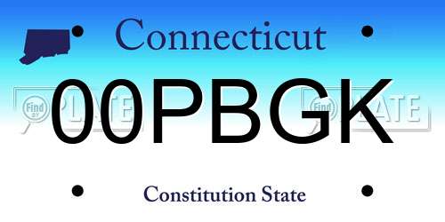00PBGK Connecticut License Plate