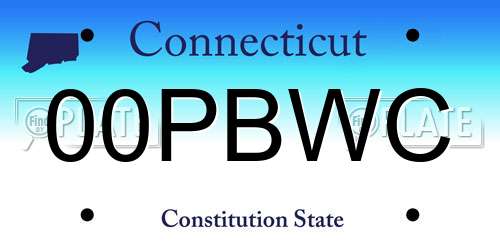 00PBWC Connecticut License Plate