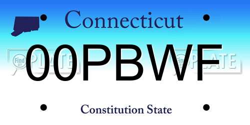00PBWF Connecticut License Plate